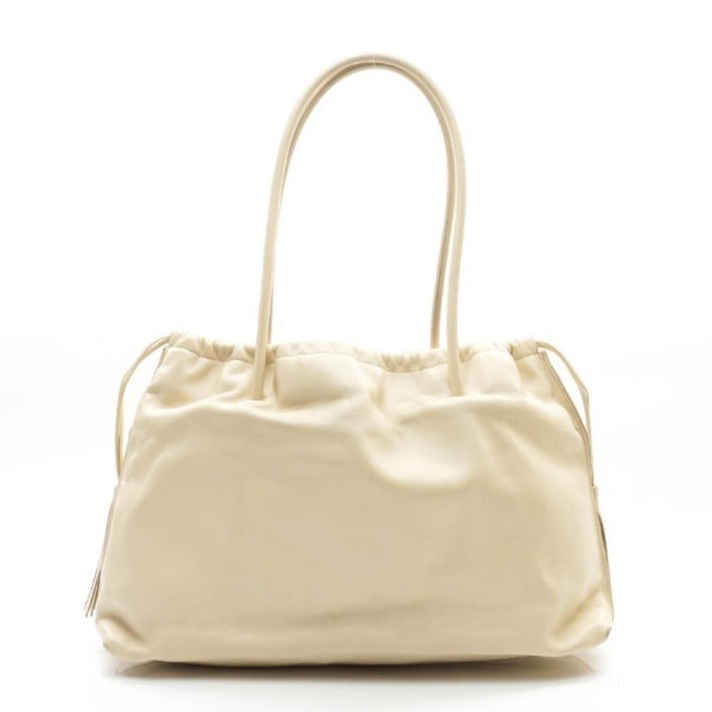 Auth Gucci Shoulder Bag Leather Cream